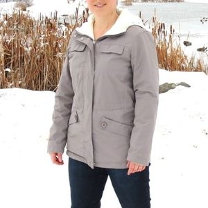 Bass Grey & Cream Reversible Fleece Hooded Coat